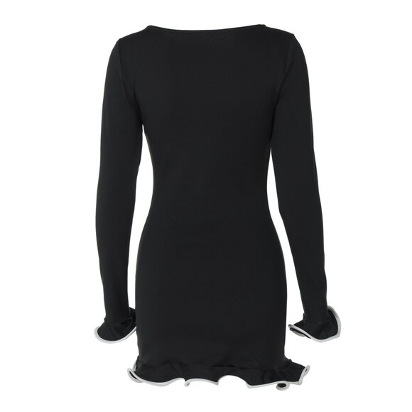 ✨ NEW Contrasting Ruffle Trim Mini Dress Black - Picture 4 of 8